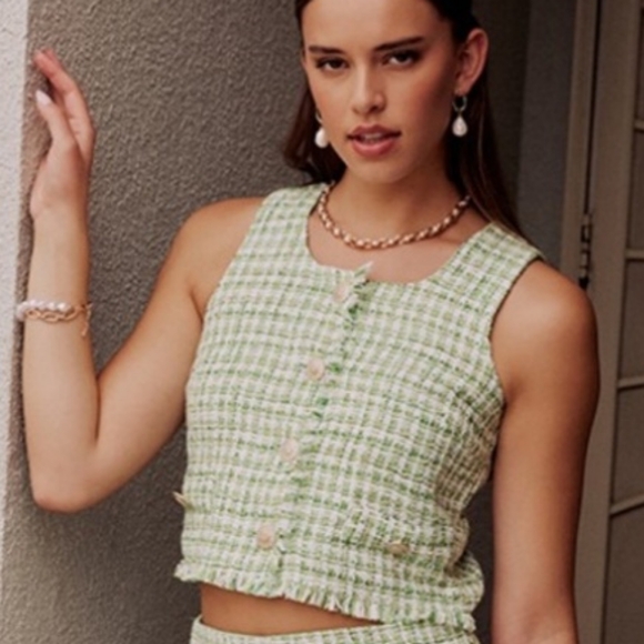 Zara Retro Tweed Vest. Size Large - Picture 5 of 5